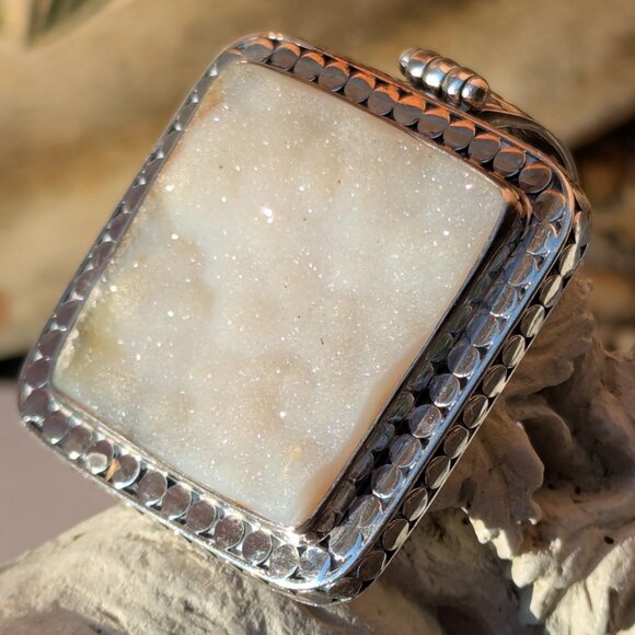 STERLING SILVER PENDANT WITH DRUZY QUARTZ STONE         NWT - Picture 3 of 7
